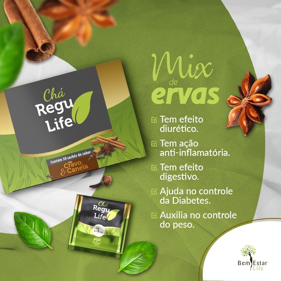 CHÁ REGULIFE CRAVO E CANELA - 30 sachês 